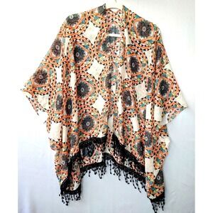 Chiffon Southwestern Indie Boho Hippie Cowgirl Chic Kimono, generous Free Size